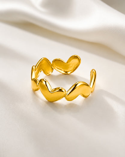 Anti-Tarnish Heart-themed Adjustable Ring