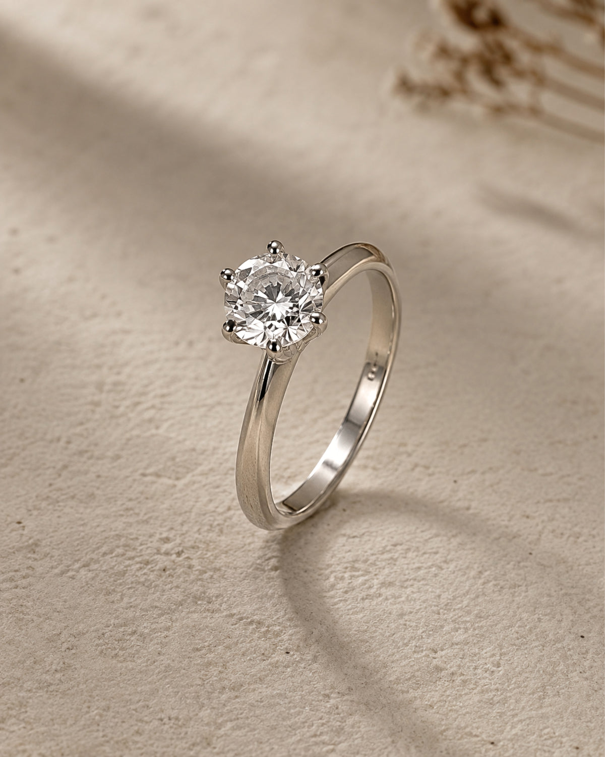 Anti-Tarnish Crystal-Studded Solitaire Ring