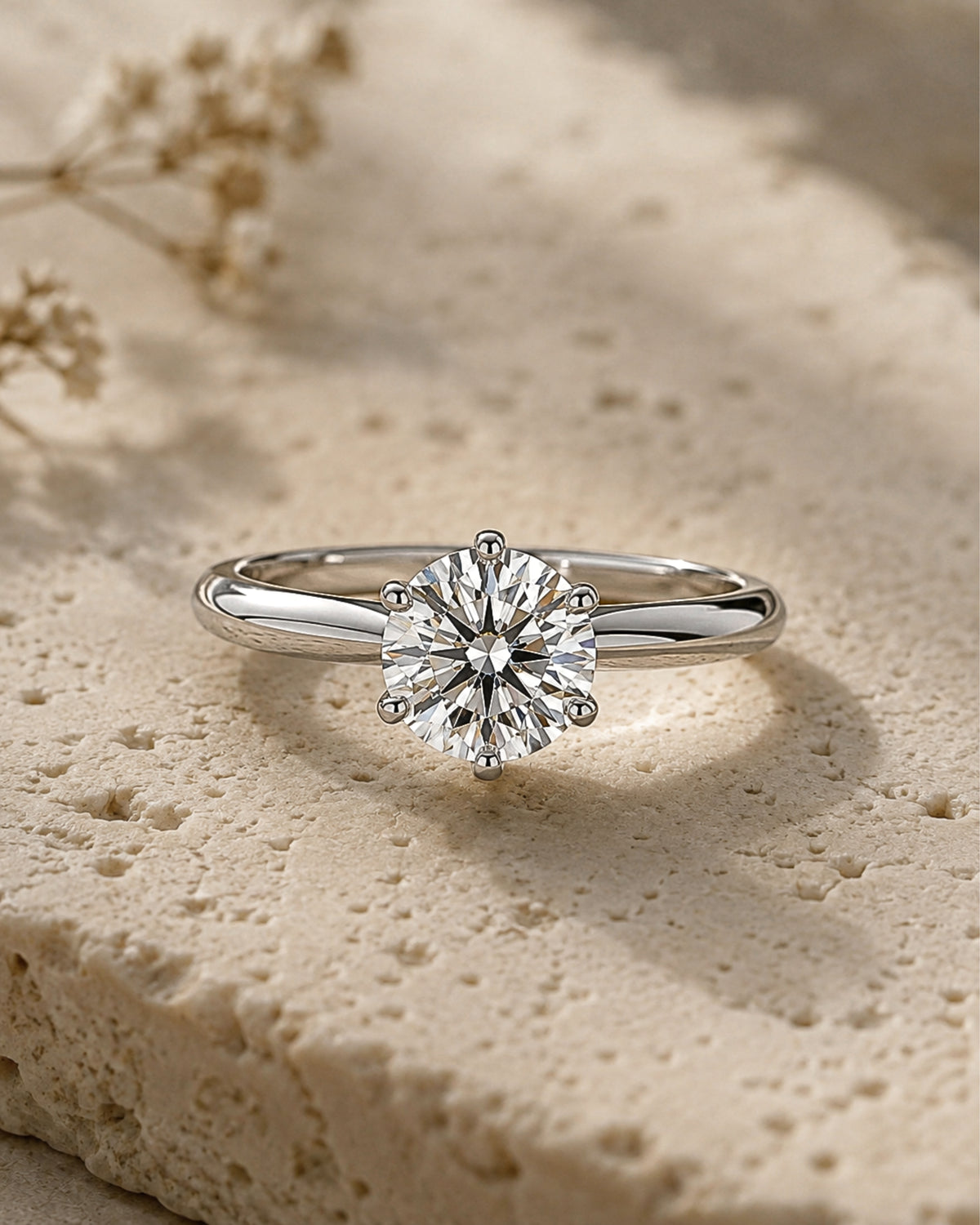 Anti-Tarnish Crystal-Studded Solitaire Ring