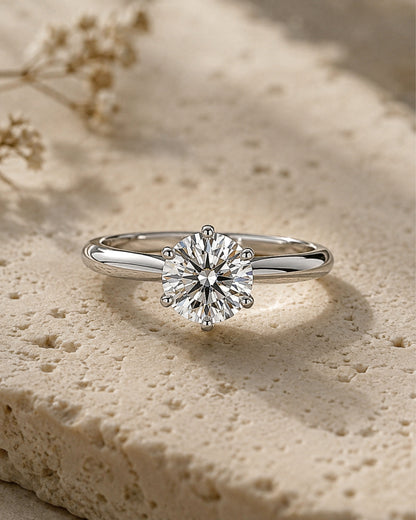 Anti-Tarnish Crystal-Studded Solitaire Ring
