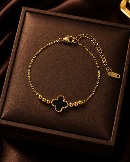 Anti-Tarnish Black Cloverline Wrap Bracelet