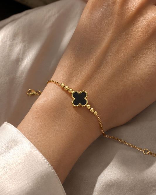 Anti-Tarnish Black Cloverline Wrap Bracelet