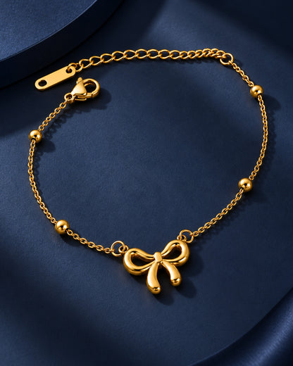 Anti-Tarnish Gold Bow Wraparound Bracelet