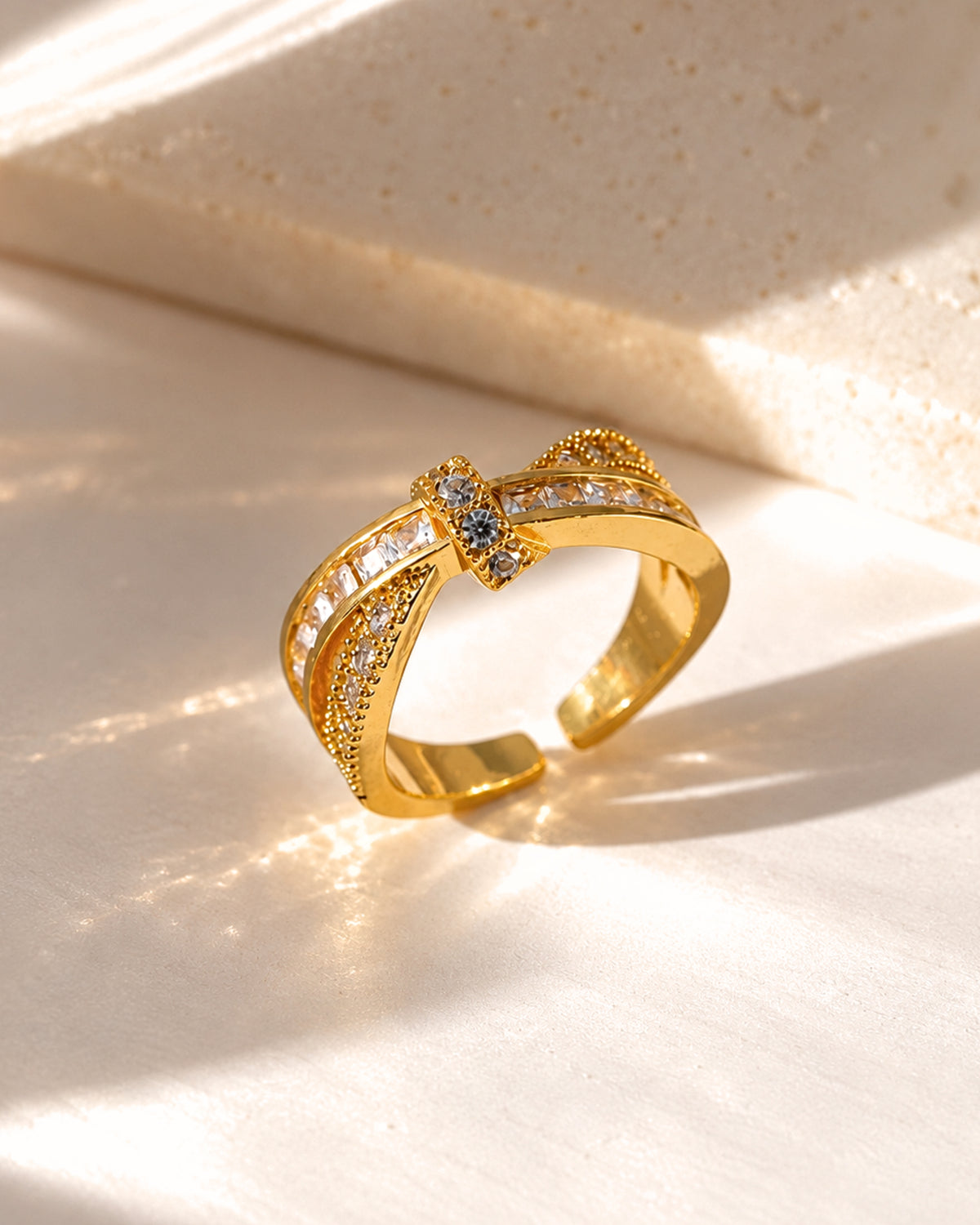 Anti-Tarnish Crossline Ring