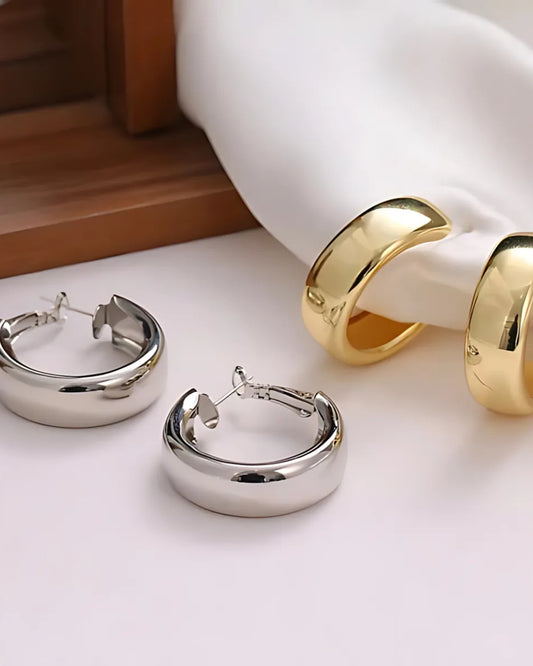 Gold & Silver-Plated Hoop Earrings Set