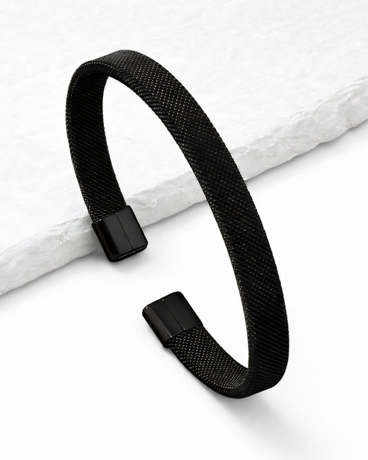 Men’s Anti-Tarnish Mesh Cuff Bracelet (BLACK)