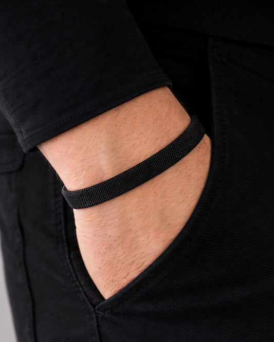 Men’s Anti-Tarnish Mesh Cuff Bracelet (BLACK)