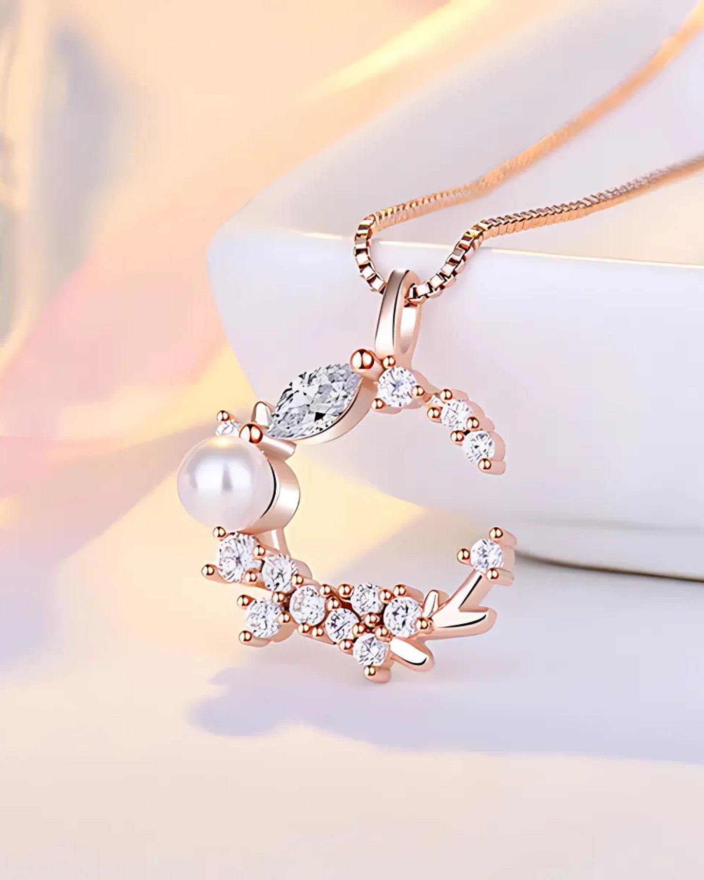Rose Gold Plated Moon-Shape Pendant