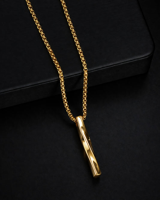 Men’s Anti-Tarnish Helix Bar Pendant (GOLD)