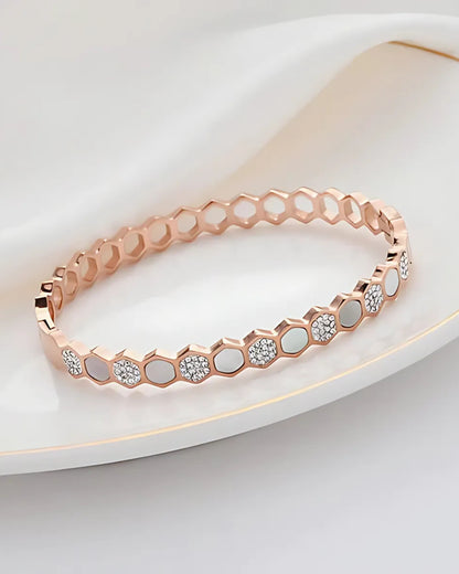 Anti-Tarnish Rose-Gold Plated Hexagonal Openable Bracelet