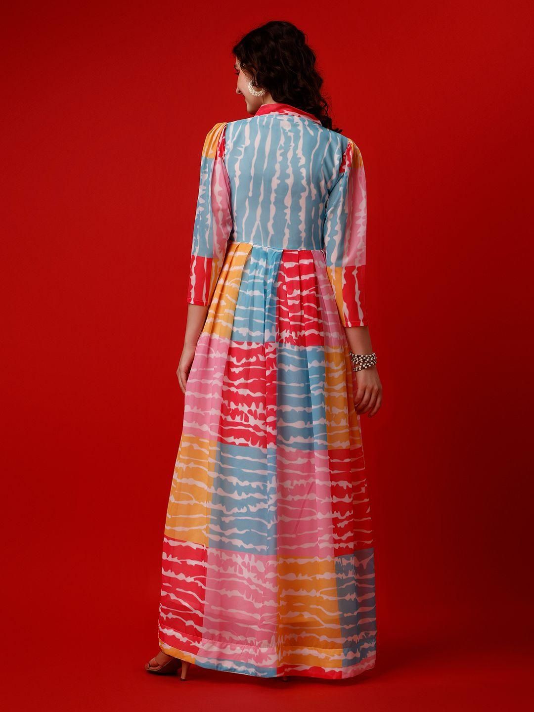 Ark of Oasis - Plus Size Georgette Printed Flared Maxi Dress
