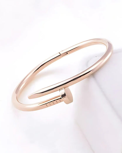 Rose Gold-Plated Stainless Steel Nail Bracelet
