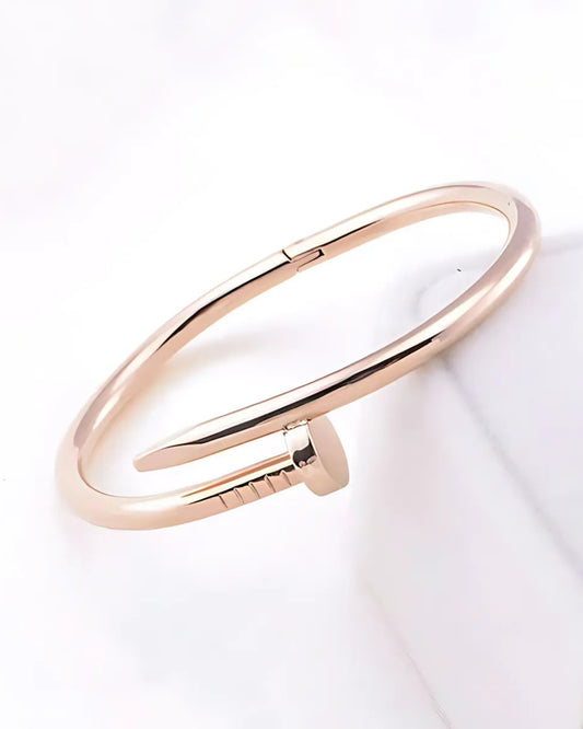 Rose Gold-Plated Stainless Steel Nail Bracelet