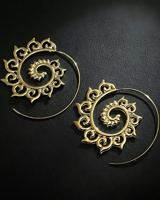 Spiral Gold Plated Circular Hoop Earrings