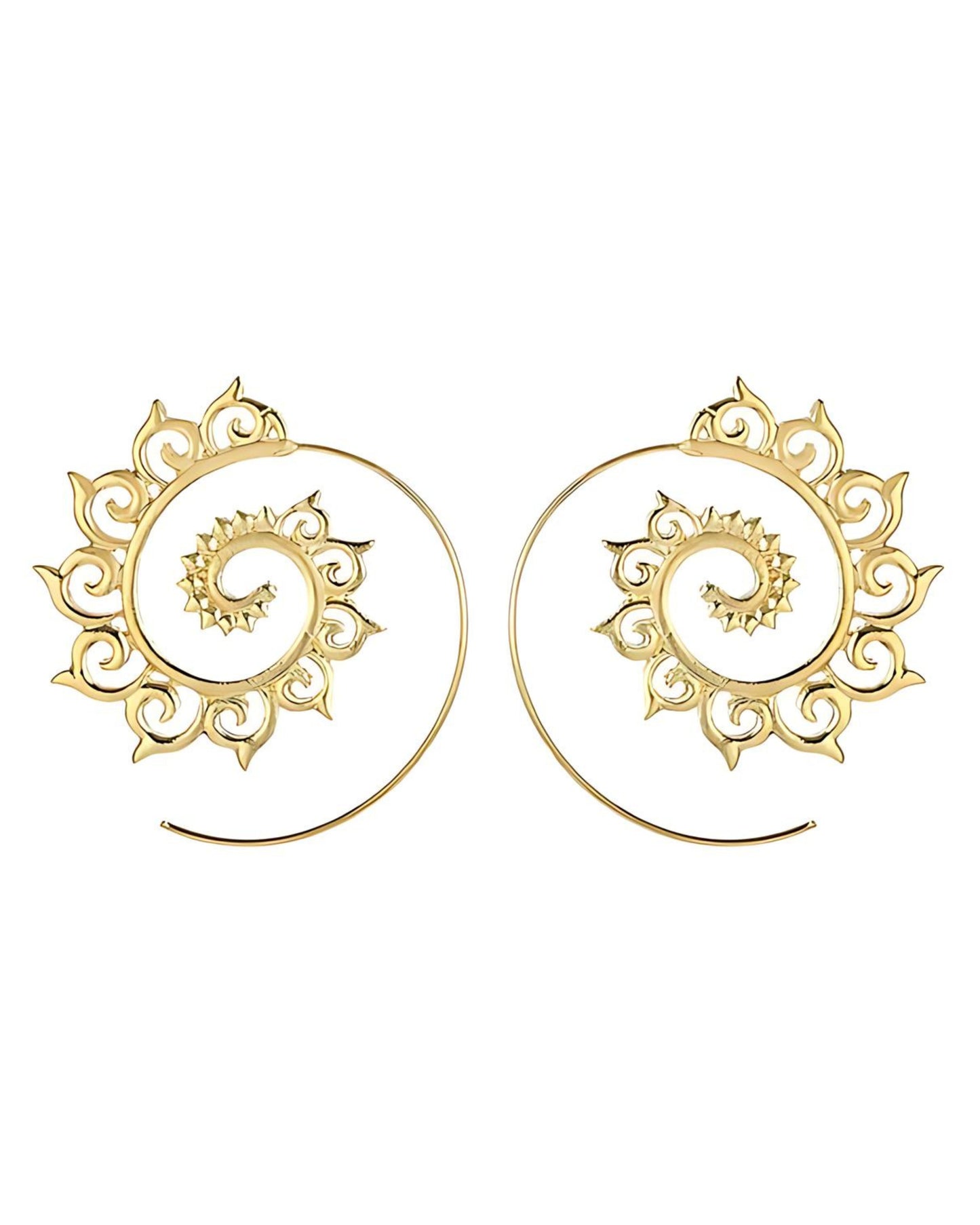 Spiral Gold Plated Circular Hoop Earrings