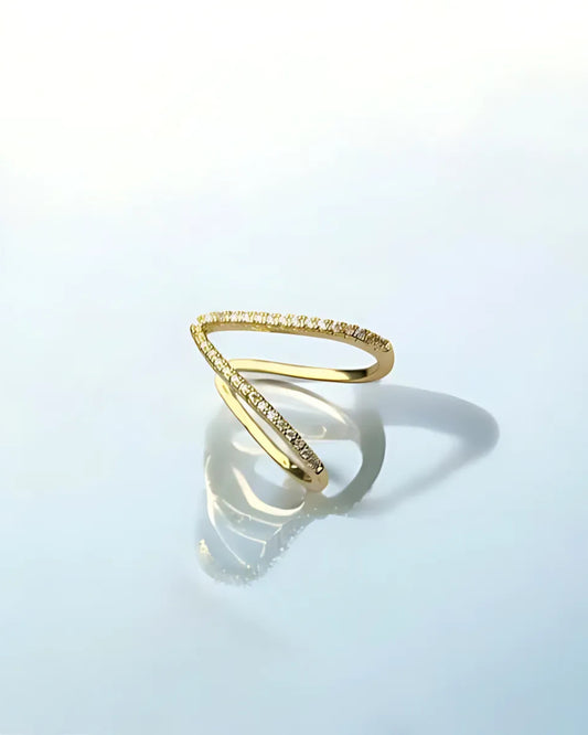 Anti-Tarnish Gold-Plated V-Shaped Adjustable Finger Ring