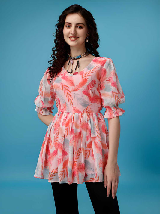 Ark of Oasis - Plus Size Women's Printed Georgette Top