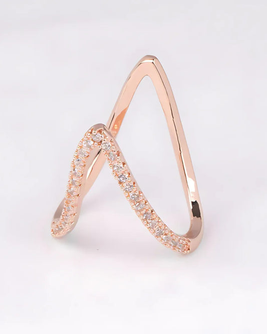 Rose Gold-Plated V-Shaped Adjustable Finger Ring