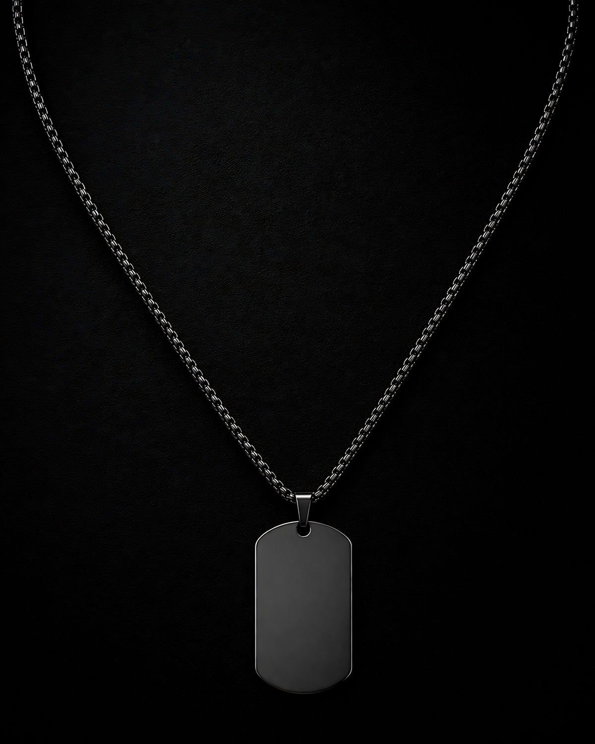 Men’s Anti-Tarnish Obsidian Tag Pendant
