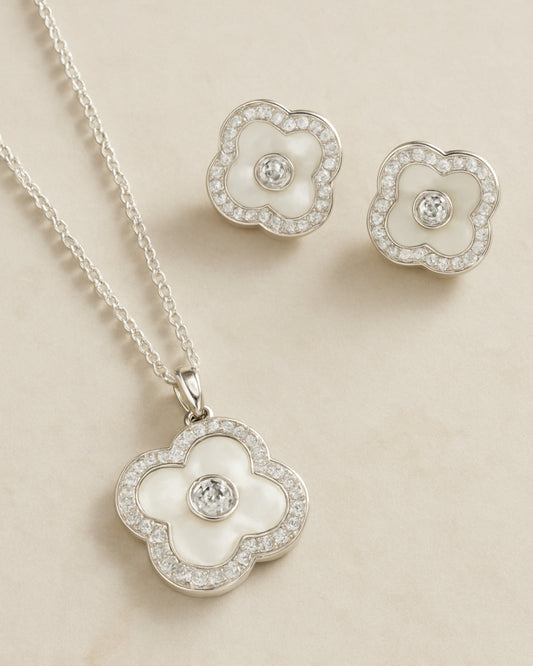 Anti-Tarnish Silver Plated Clover Set