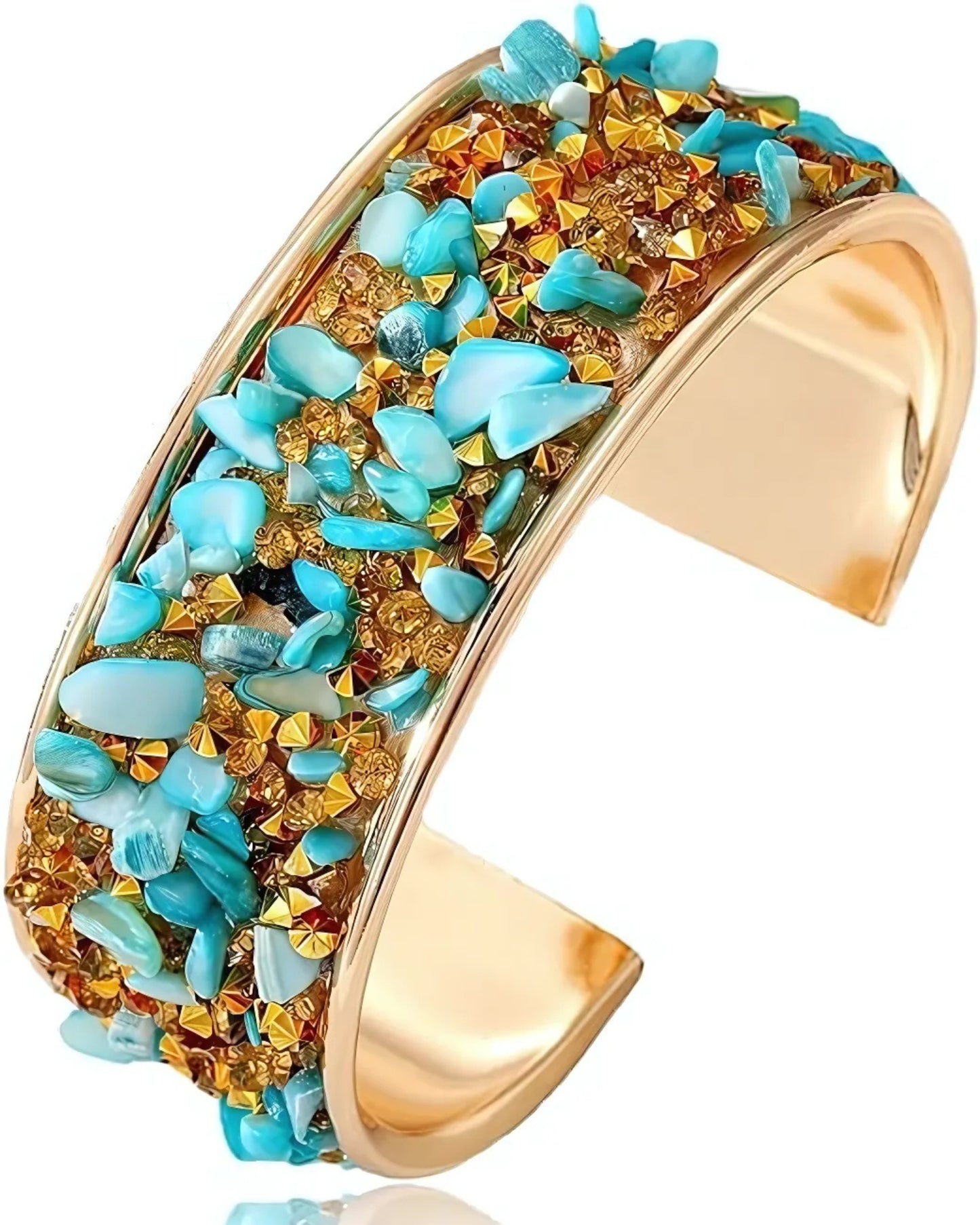 Gold Plated Turquoise Stone Cuff Bangle