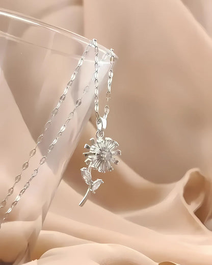 Rotating Silver Plated Flower Pendant