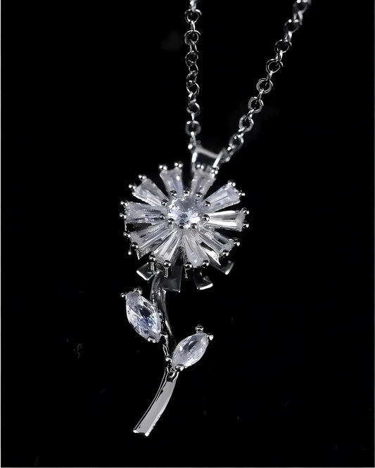 Rotating Silver Plated Flower Pendant