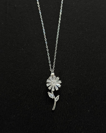 Rotating Silver Plated Flower Pendant