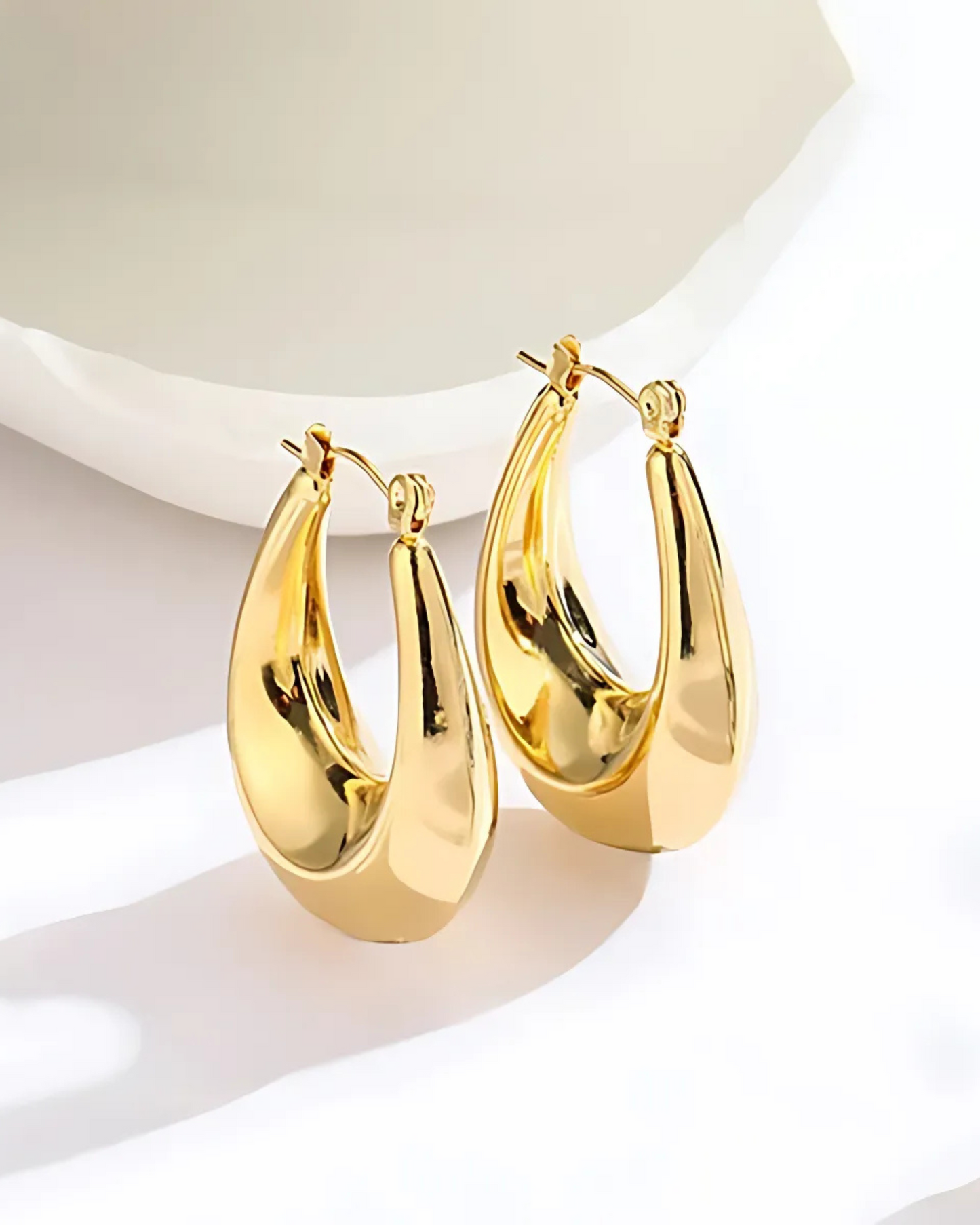Anti-Tarnish Gold-Plated Chunky Geometric Hoop Earrings