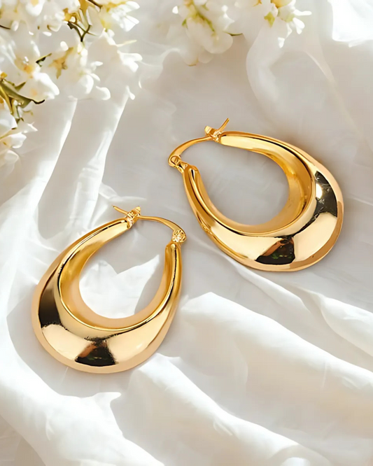 Anti-Tarnish Gold-Plated Chunky Geometric Hoop Earrings