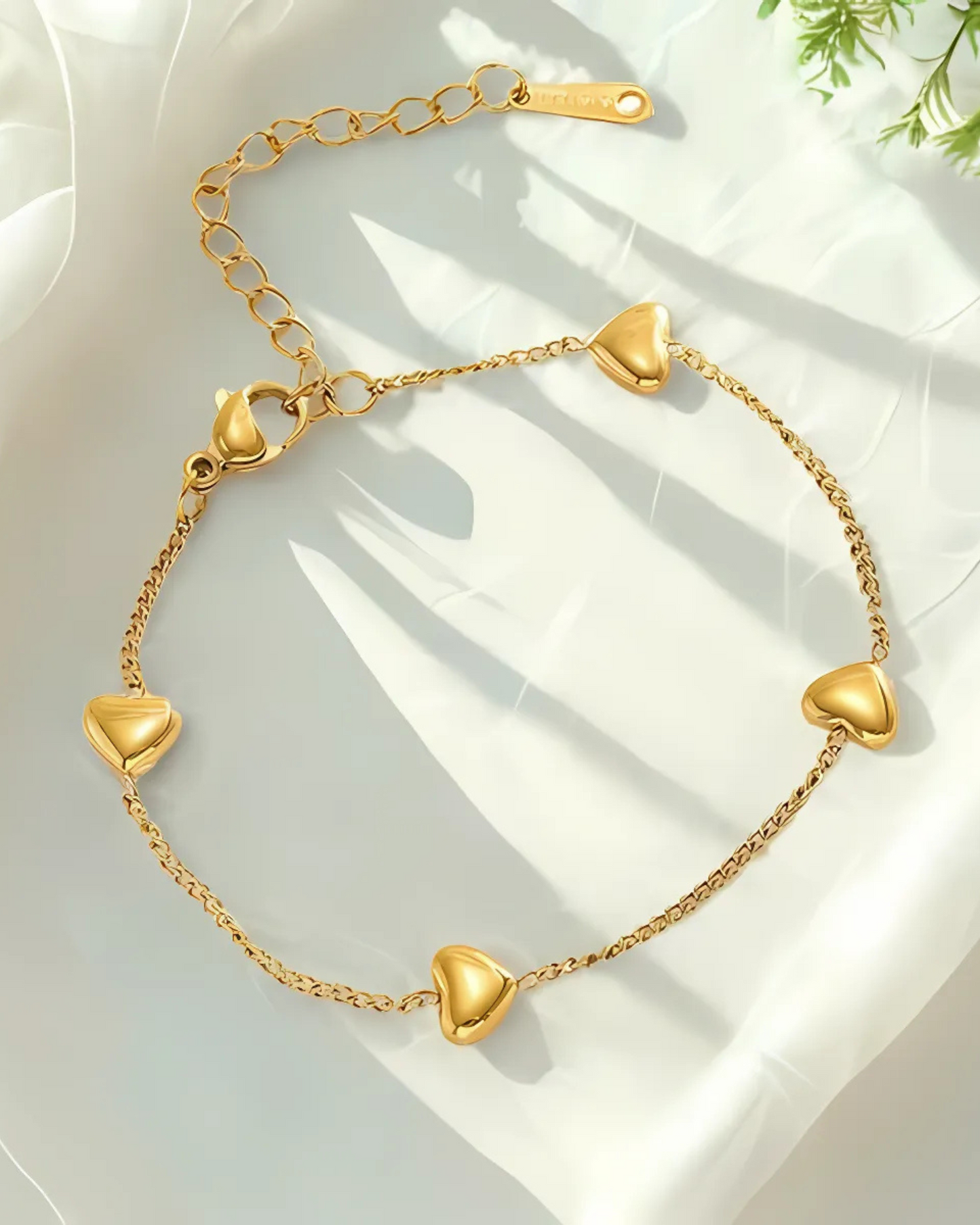 Anti-Tarnish Gold-Plated Heart Wraparound Bracelet