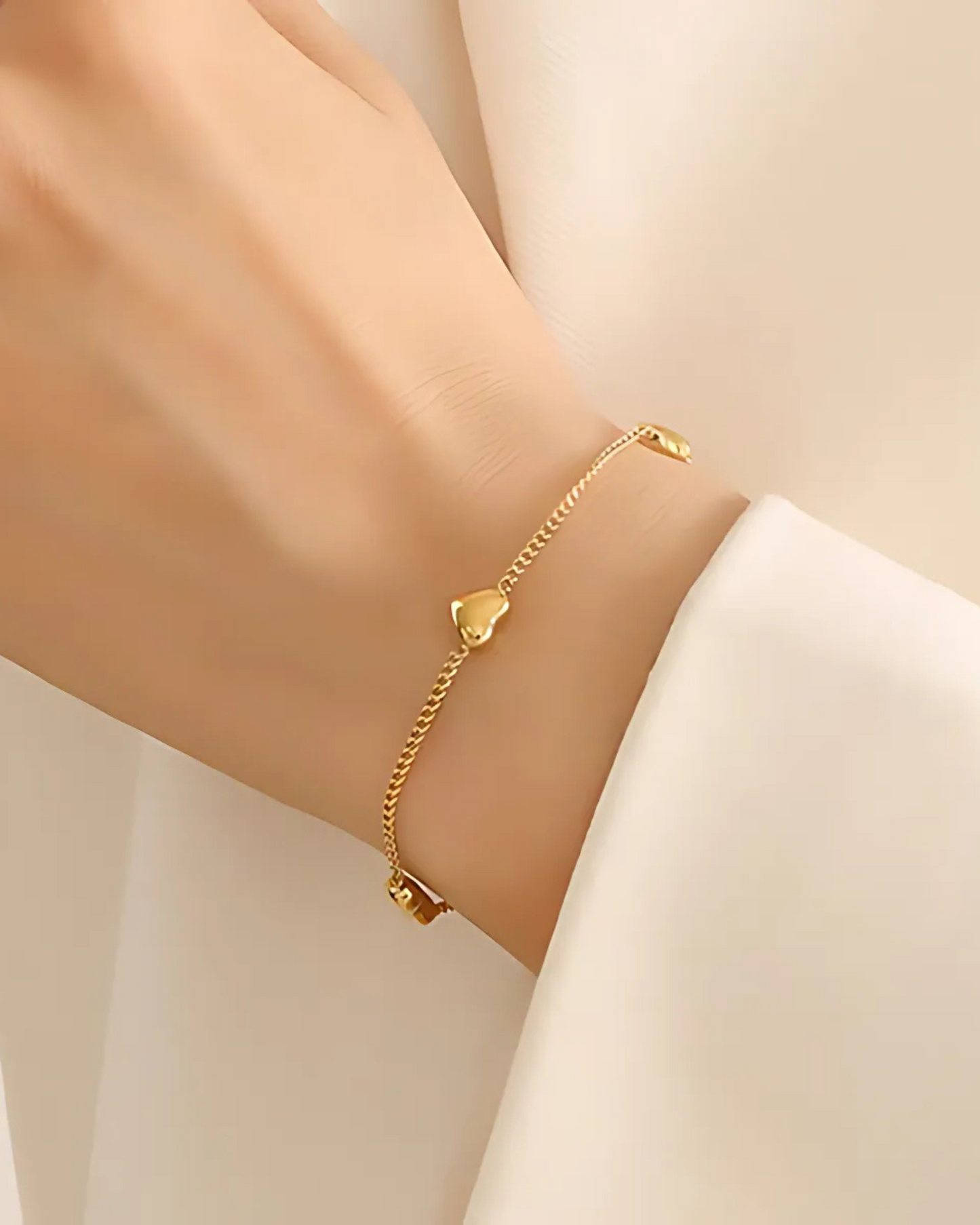 Anti-Tarnish Gold-Plated Heart Wraparound Bracelet
