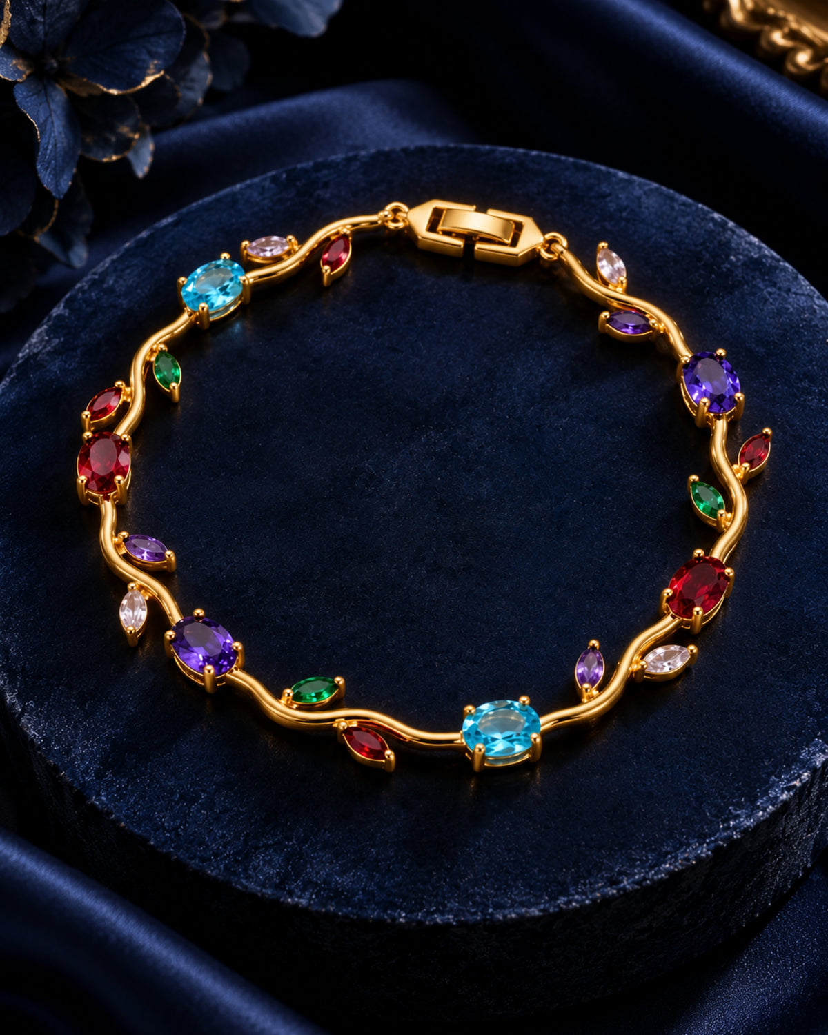 Anti-Tarnish Multicolour Gold Tulip Bracelet