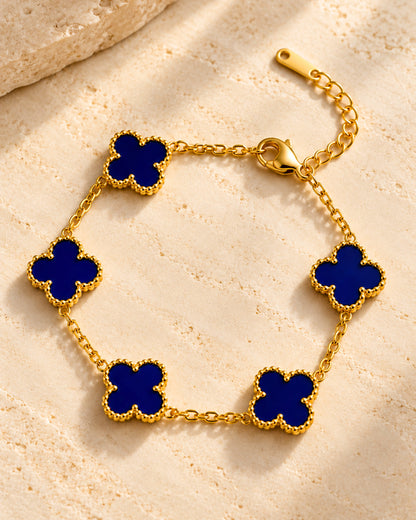 Anti-Tarnish Blue Clover Bracelet