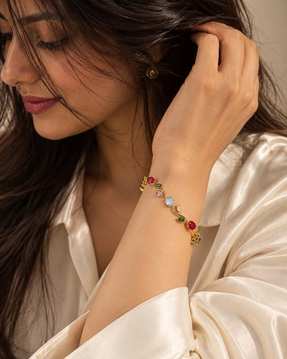 Anti-Tarnish Multicolour Gold Tulip Bracelet