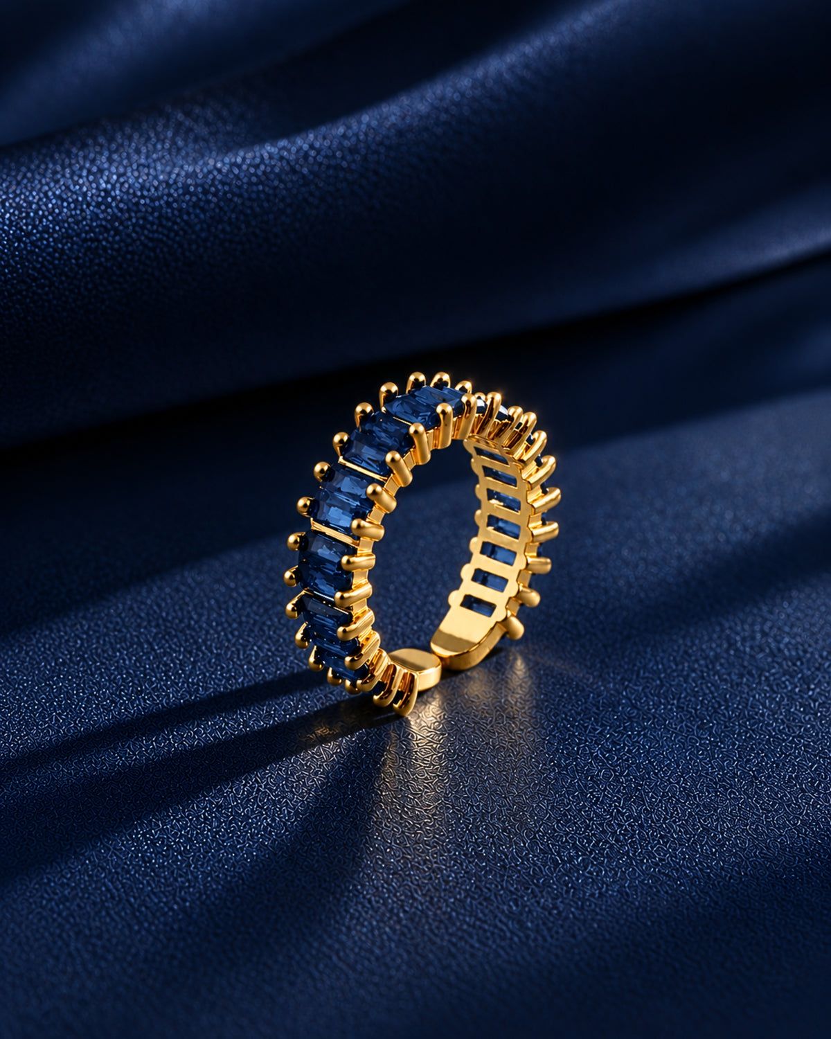 Anti-Tarnish Blue Sapphire Ring