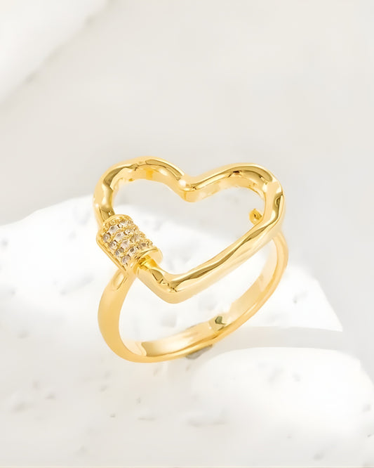 Gold Heart-lock Ring