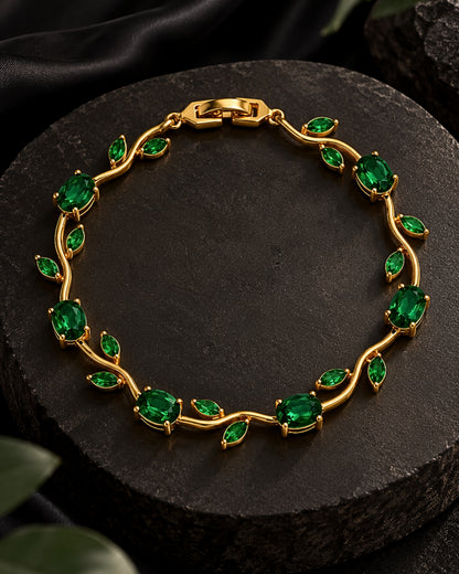 Anti-Tarnish Gold-Green Tulip Bracelet
