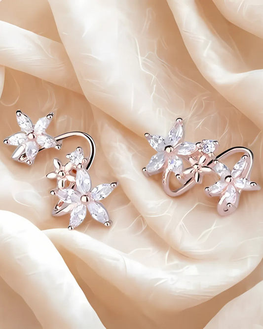 Rose Gold-Plated Triple Star Ear Cuff Earrings