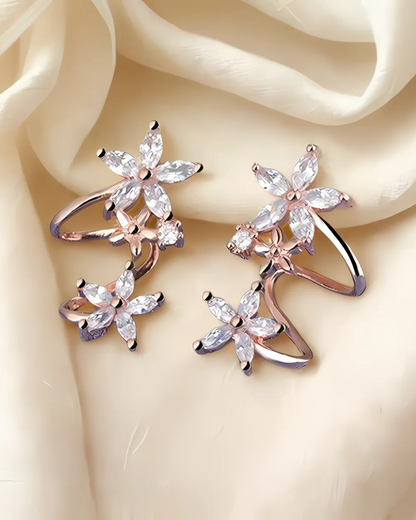 Rose Gold-Plated Triple Star Ear Cuff Earrings
