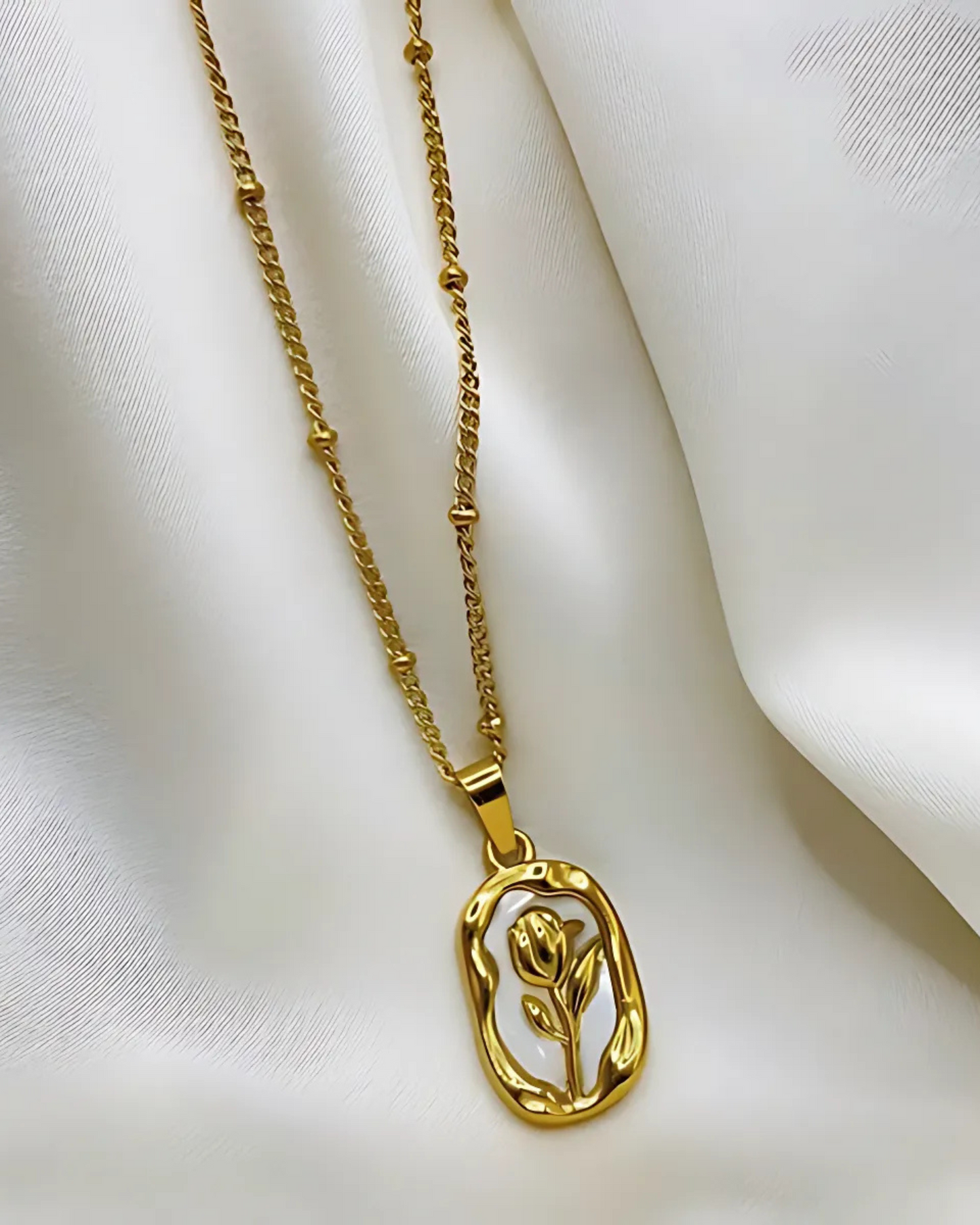 Anti-Tarnish Gold-Plated Rose Pendant