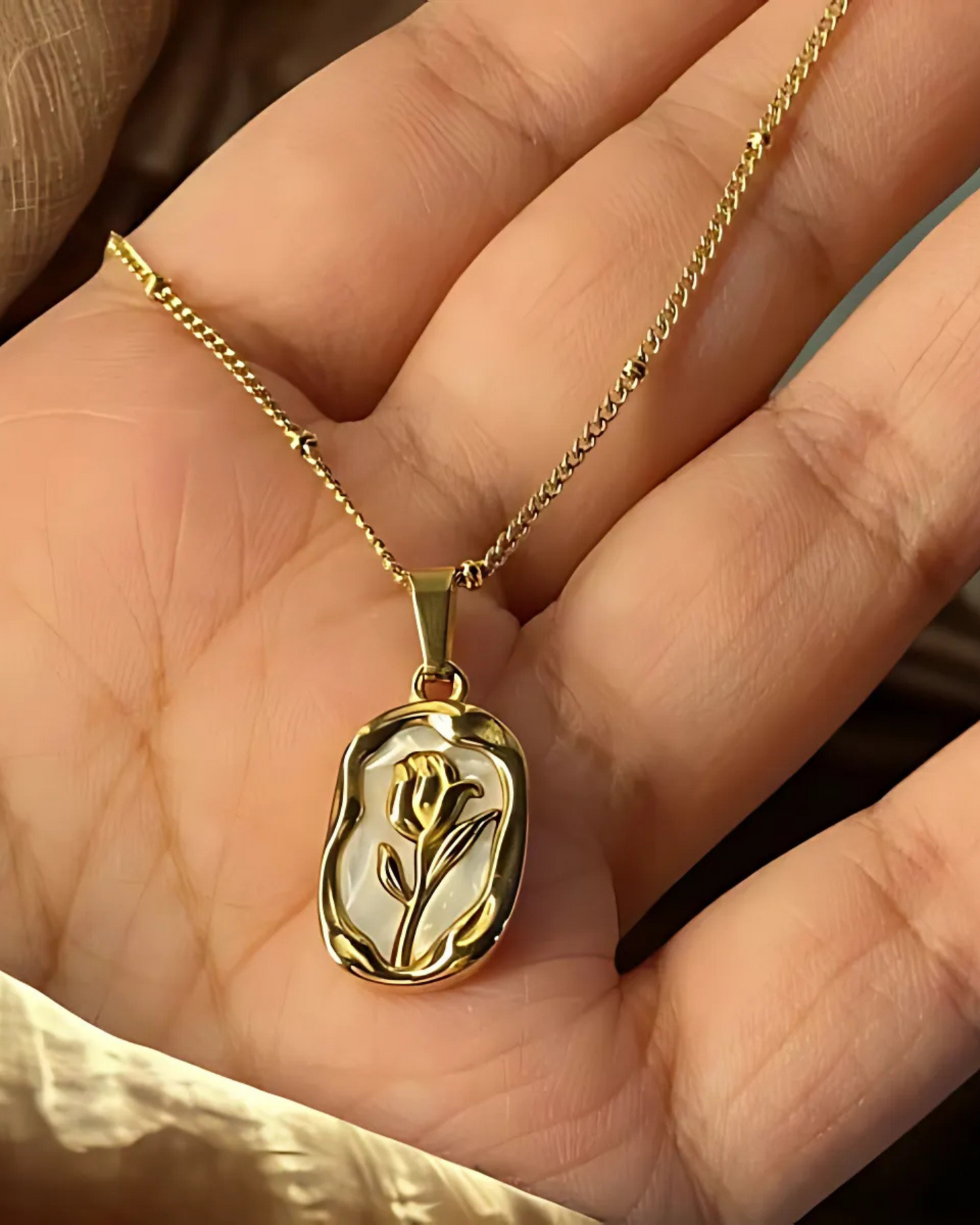 Anti-Tarnish Gold-Plated Rose Pendant