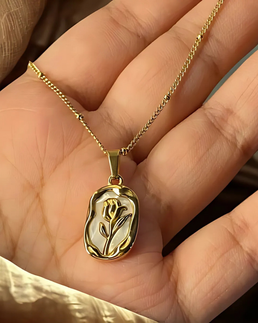 Anti-Tarnish Gold-Plated Rose Pendant