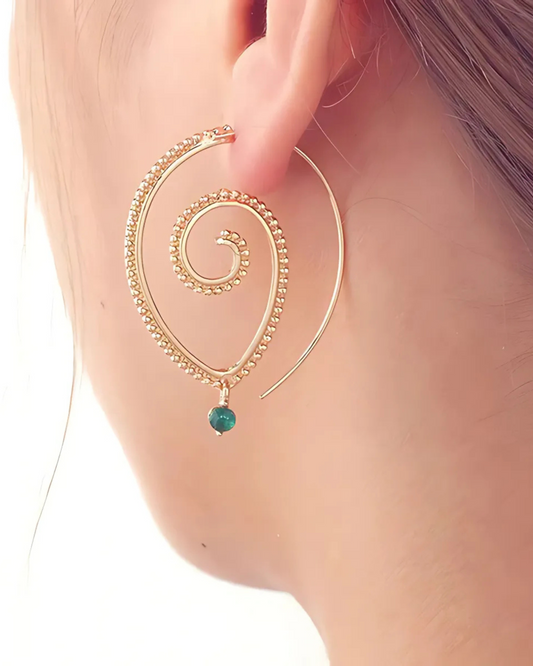 Gold-Plated Spiral Waterdrop Earrings