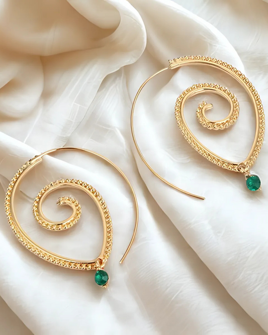 Gold-Plated Spiral Waterdrop Earrings
