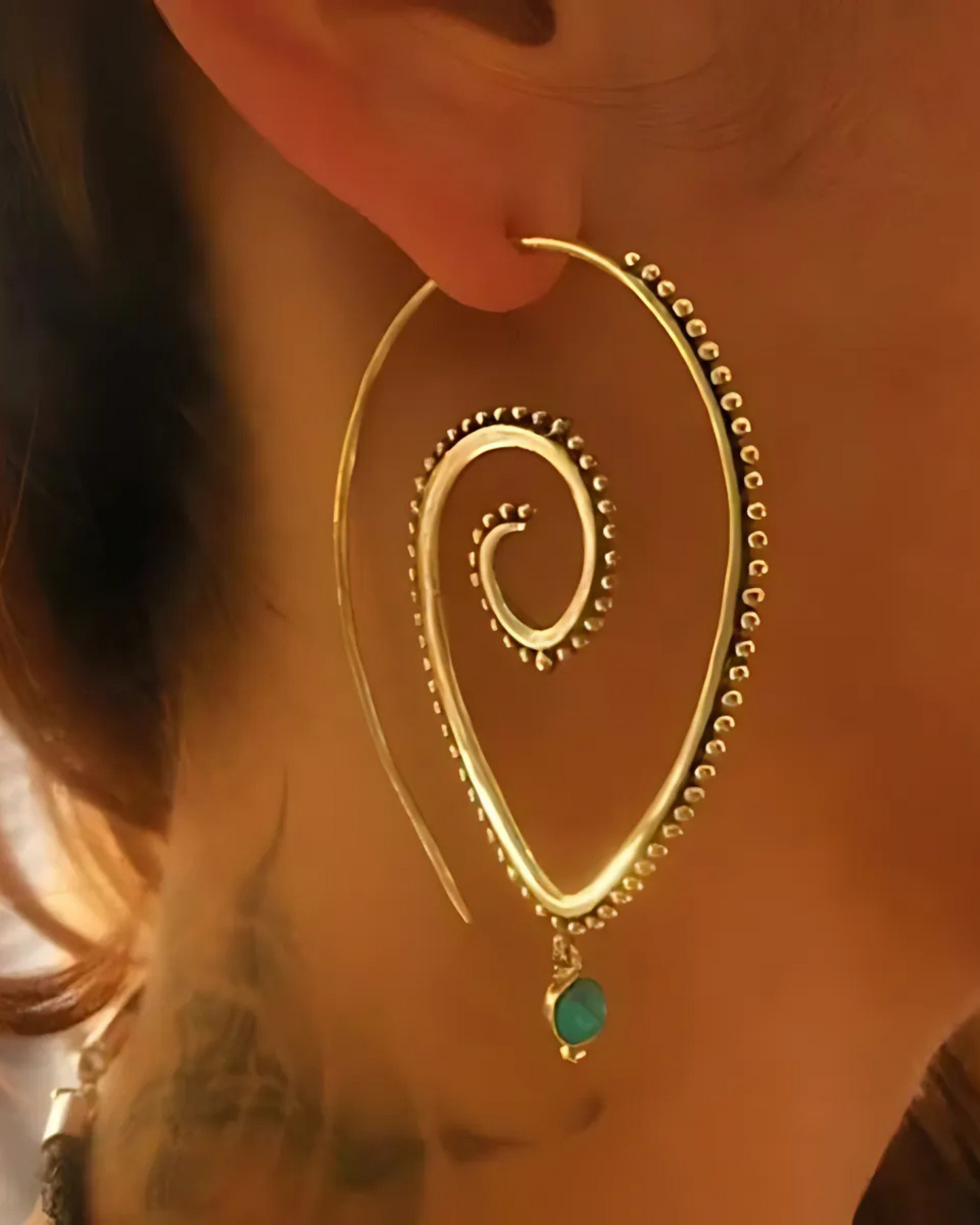 Gold-Plated Spiral Waterdrop Earrings